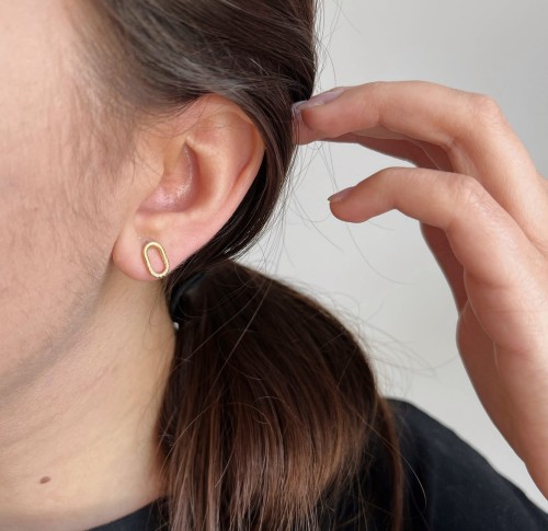 Srebrne pozłacane kolczyki podłużne twist