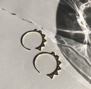 Srebrne pozłacane kolczyki koła boho