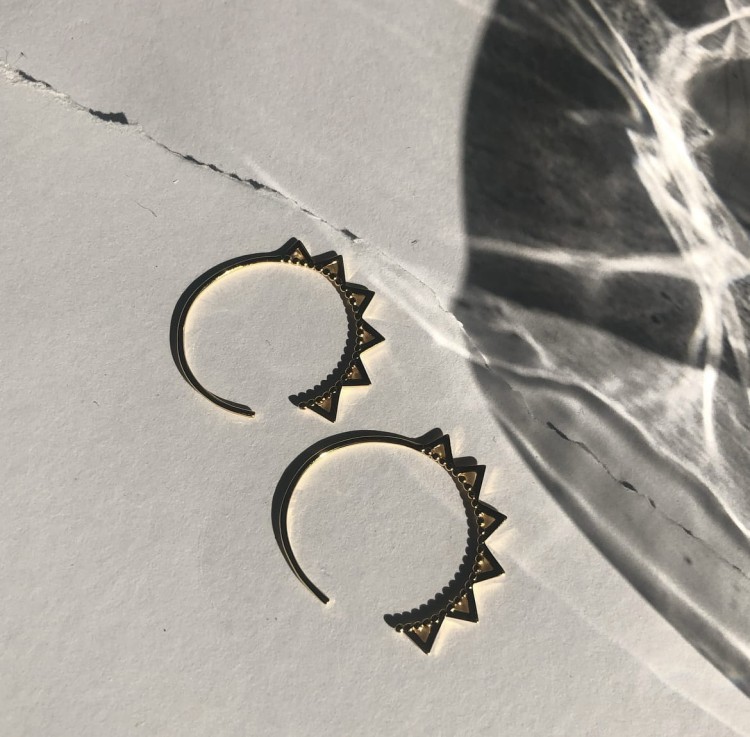 Srebrne pozłacane kolczyki koła boho