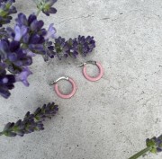 Srebrne  kolczyki koła RÓŻOWE