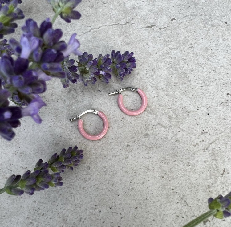 Srebrne  kolczyki koła RÓŻOWE