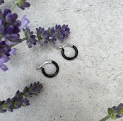 Srebrne  kolczyki koła CZARNE