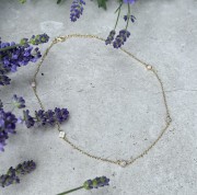 Srebrny pozłacany naszyjnik choker z wisiorkami różowa emalia