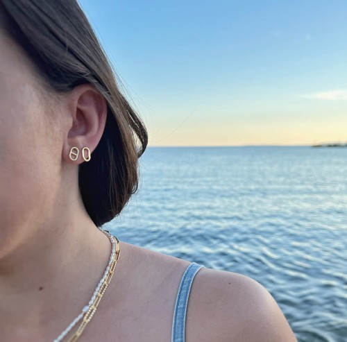 Srebrne pozłacane kolczyki podłużne