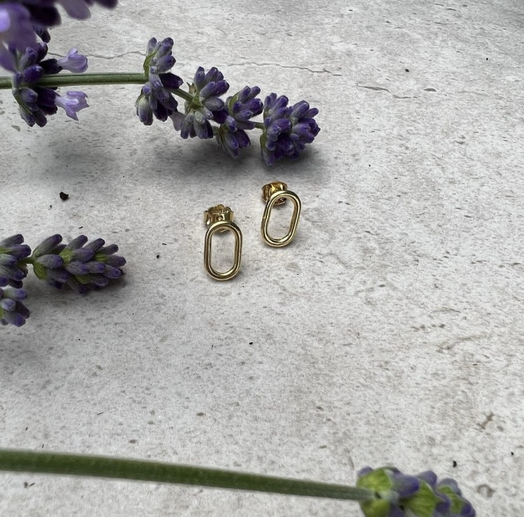 Srebrne pozłacane kolczyki podłużne