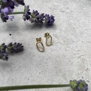 Srebrne pozłacane kolczyki podłużne twist