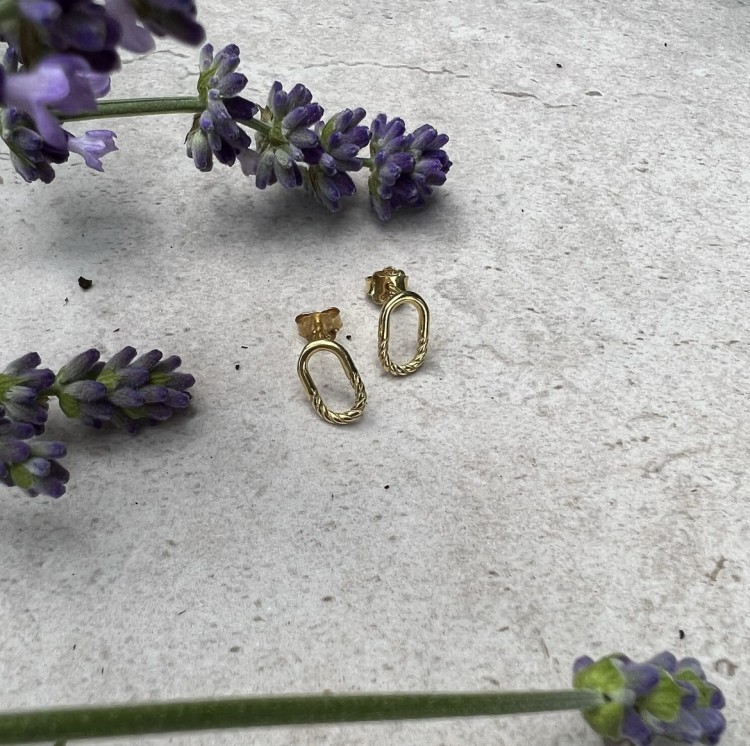 Srebrne pozłacane kolczyki podłużne twist