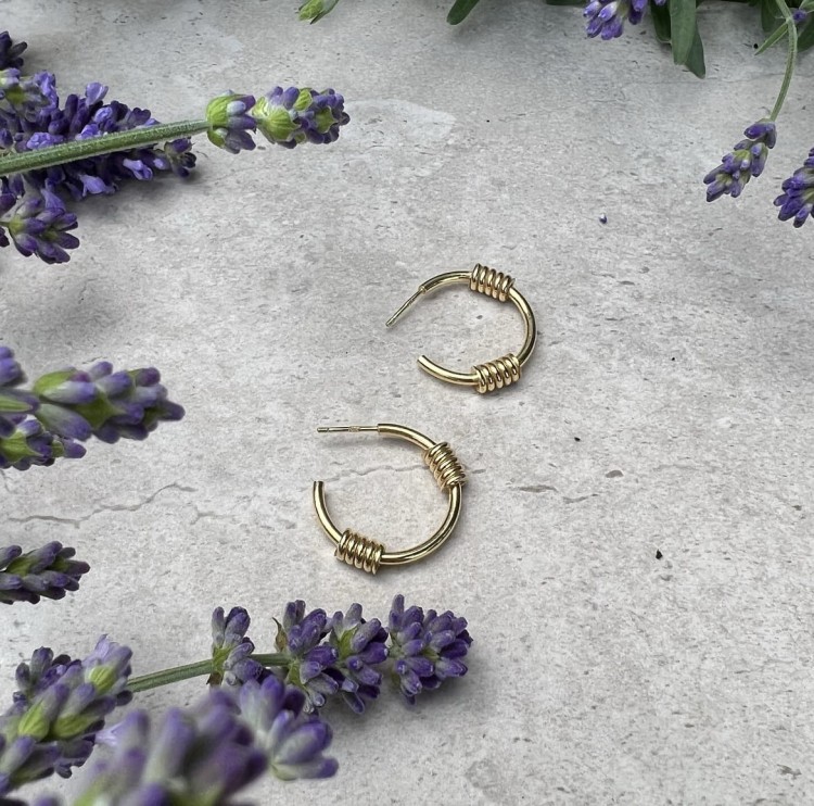 Srebrne pozłacane kolczyki koła