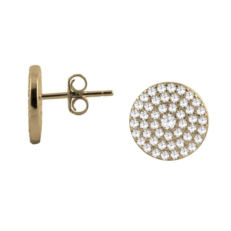 Srebrne pozłacane kolczyki koła duże z cyrkoniami