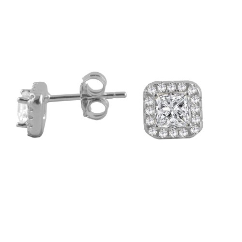 Srebrne kolczyki z cyrkoniami kwadrat
