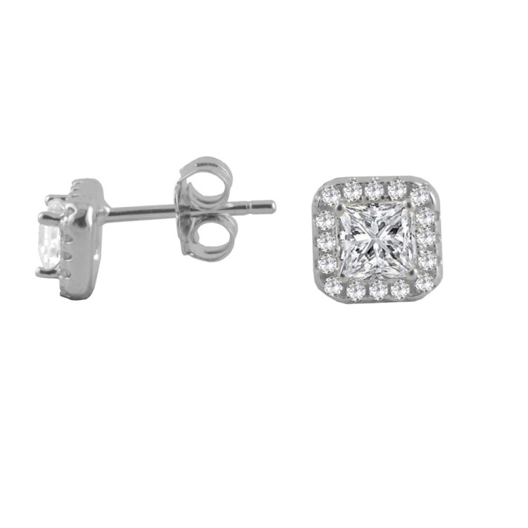 Srebrne kolczyki z cyrkoniami kwadrat