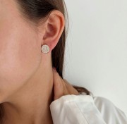 Srebrne pozłacane kolczyki koła duże z cyrkoniami