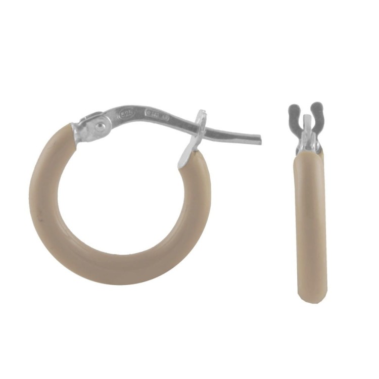 Srebrne  kolczyki koła BEŻOWE