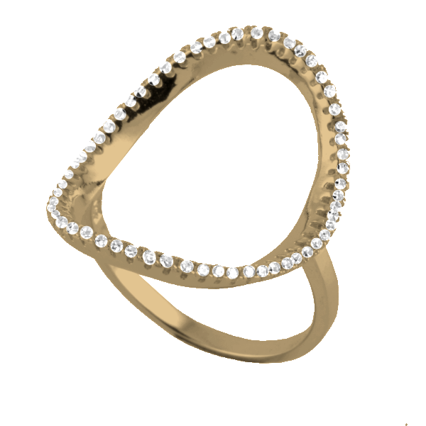 Srebrny pozłacany pierścionek z cyrkoniami