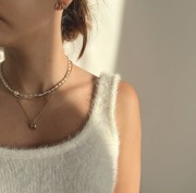 Srebrny pozłacany naszyjnik z cyrkoniami