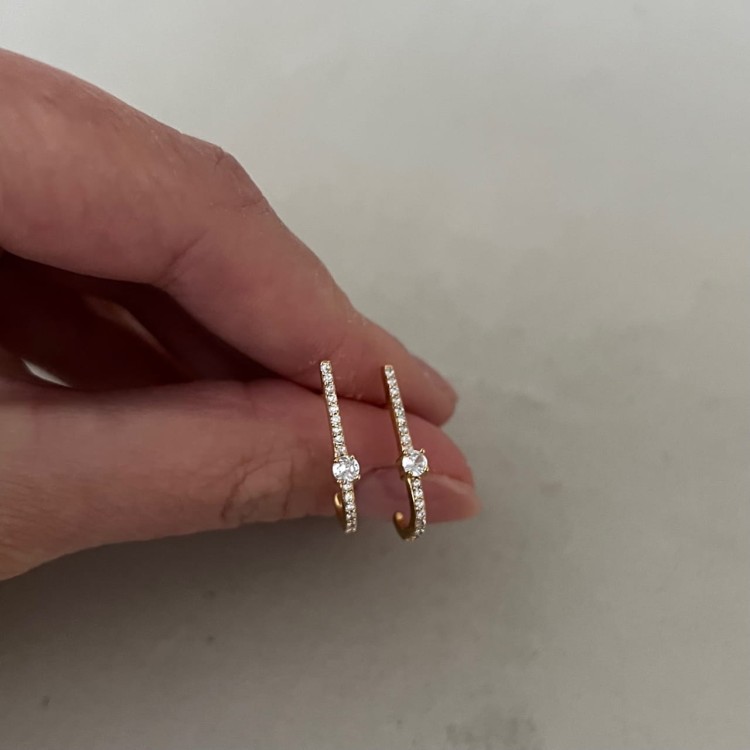 Srebrne pozłacane kolczyki z cyrkoniami