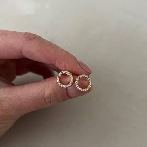 Srebrne pozłacane kolczyki koła z cyrkoniami 11mm