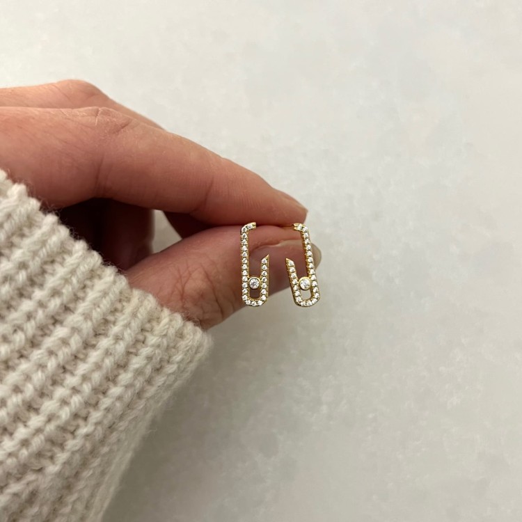 Srebrne pozłacane kolczyki z cyrkoniami ELEGANCKIE