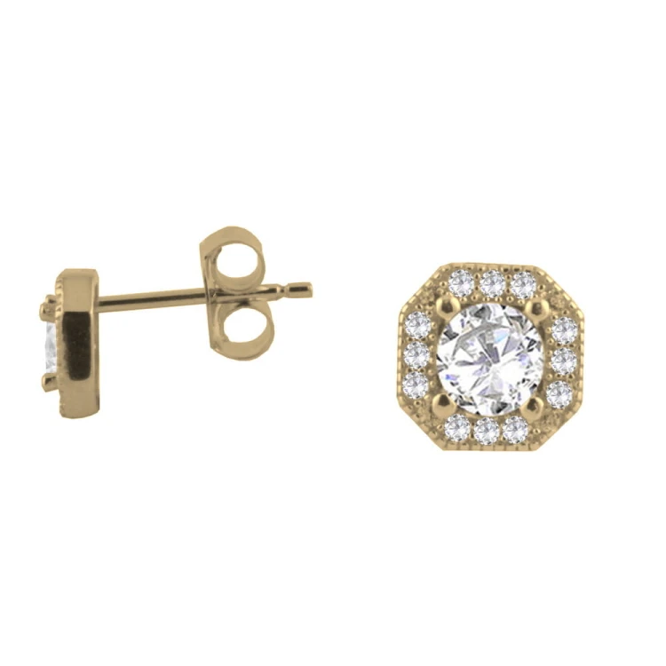 Srebrne pozłacane kolczyki z cyrkoniami