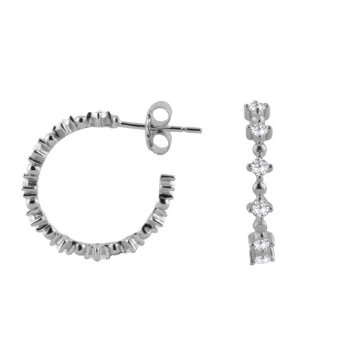 Srebrne kolczyki koła z cyrkoniami błyszczące