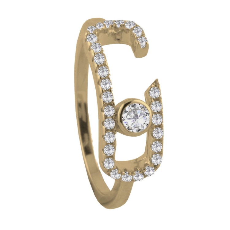 Srebrny pozłacany pierścionek z cyrkoniami