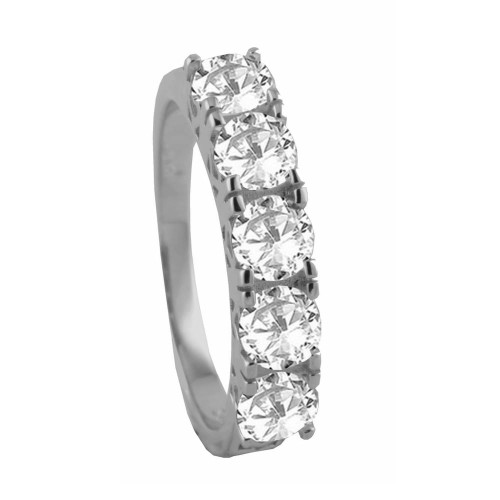 Srebrny pierścionek obrączka z cyrkoniami  pół