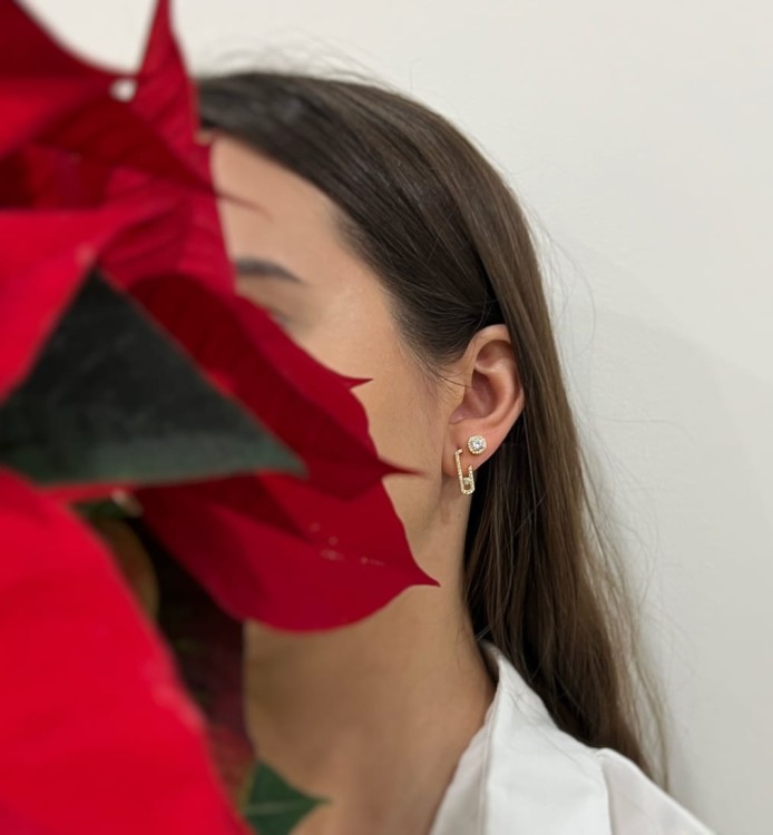 Srebrne pozłacane kolczyki z cyrkoniami ELEGANCKIE