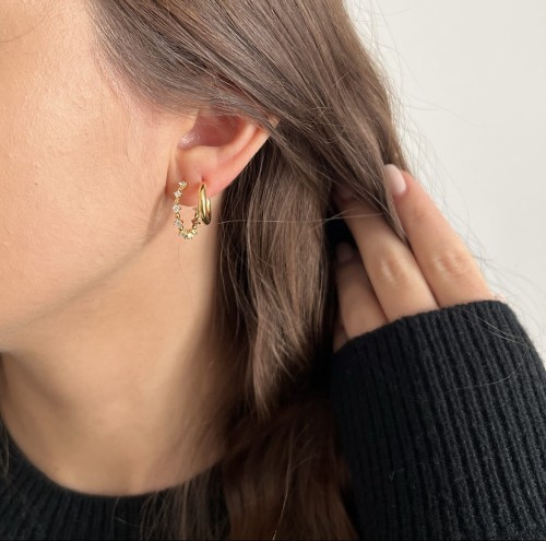 Srebrne kolczyki koła z cyrkoniami błyszczące