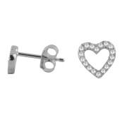 Srebrne kolczyki z cyrkoniami serca