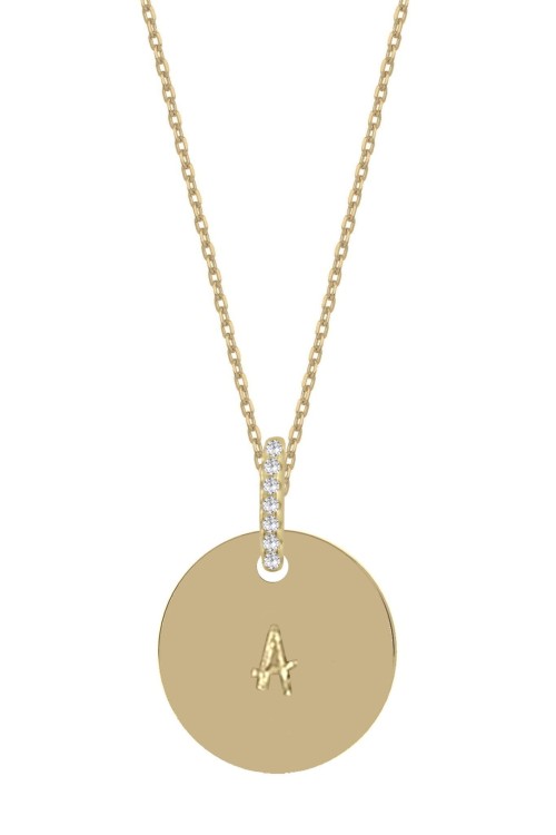 Srebrny pozłacany naszyjnik personalizowany blaszka z cyrkoniami