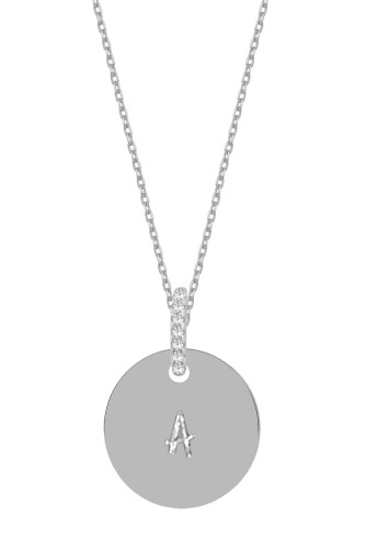 Srebrny naszyjnik personalizowany blaszka z cyrkoniami