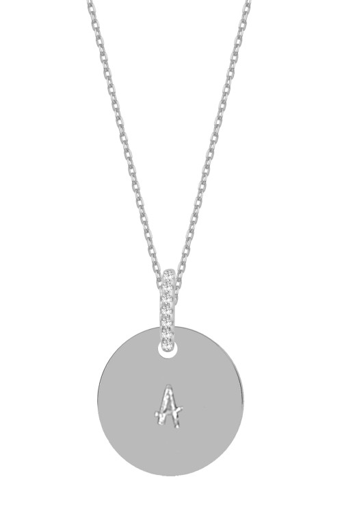 Srebrny naszyjnik personalizowany blaszka z cyrkoniami