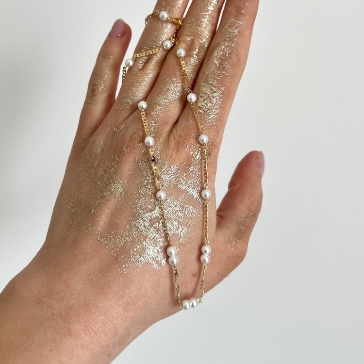 Srebrny pozłacany naszyjnik choker PERŁA