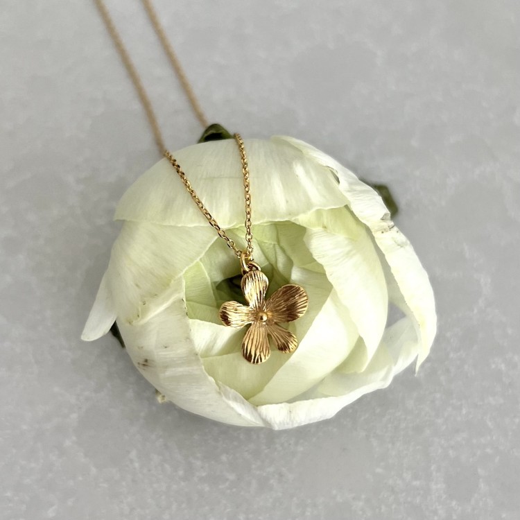 Srebrny pozłacany naszyjnik KWIATEK