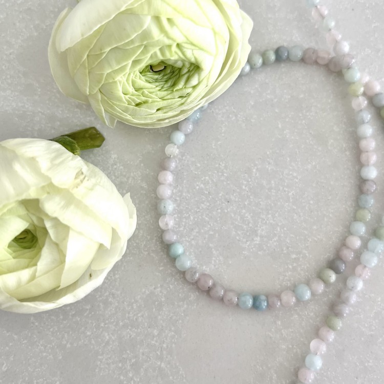 Choker kamień naturalny morganit PASTELOWY