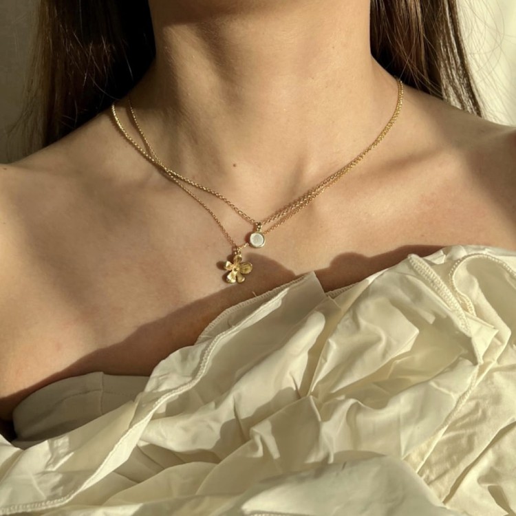 Srebrny pozłacany naszyjnik KWIATEK