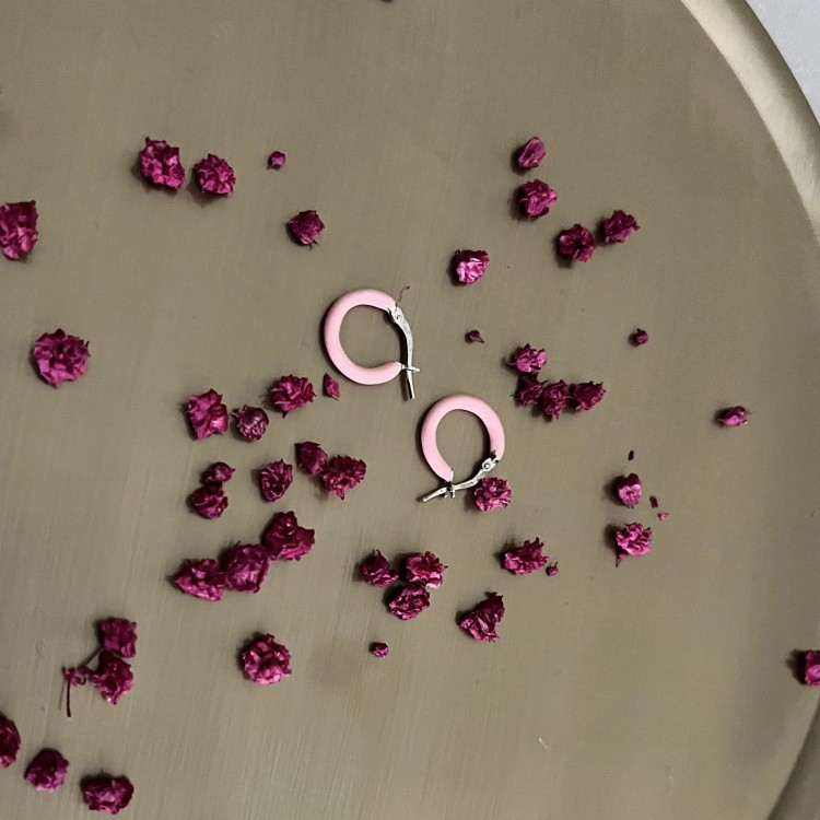 Srebrne  kolczyki koła RÓŻOWE