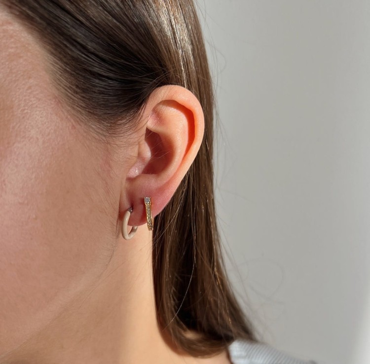 Srebrne  kolczyki koła BEŻOWE