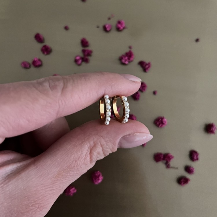 Srebrne pozłacane kolczyki koła PEREŁKI