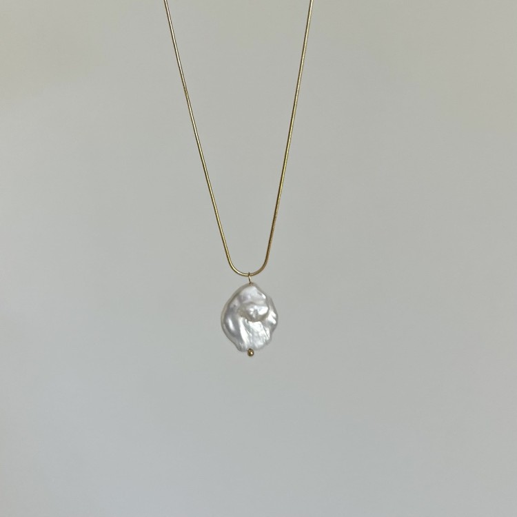 Srebrny pozłacany naszyjnik z perłą