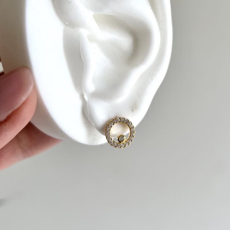 Srebrne pozłacane kolczyki z cyrkoniami KOŁA