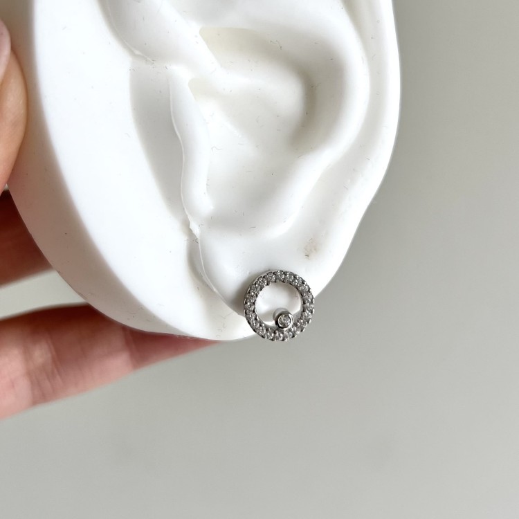 Srebrne kolczyki z cyrkoniami KOŁA