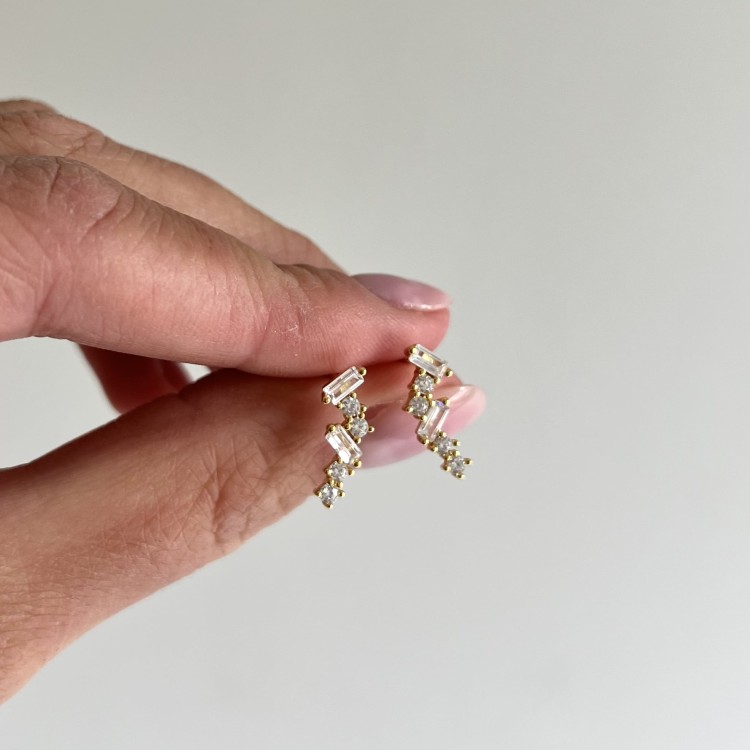 Srebrne pozłacane kolczyki z cyrkoniami DŁUGIE