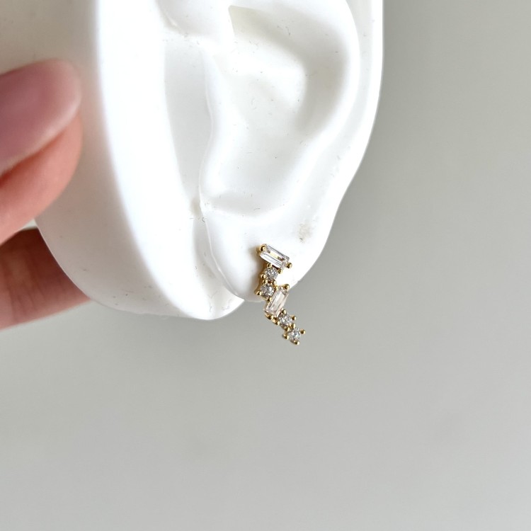 Srebrne pozłacane kolczyki z cyrkoniami DŁUGIE