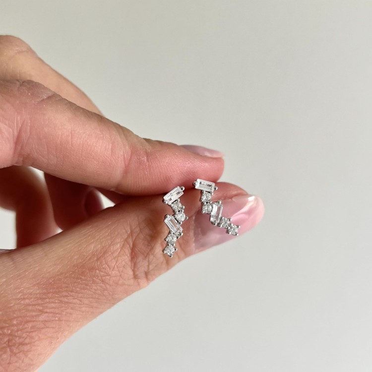 Srebrne kolczyki z cyrkoniami DŁUGIE