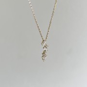 Srebrny pozłacany naszyjnik z cyrkoniami PODŁUŻNY