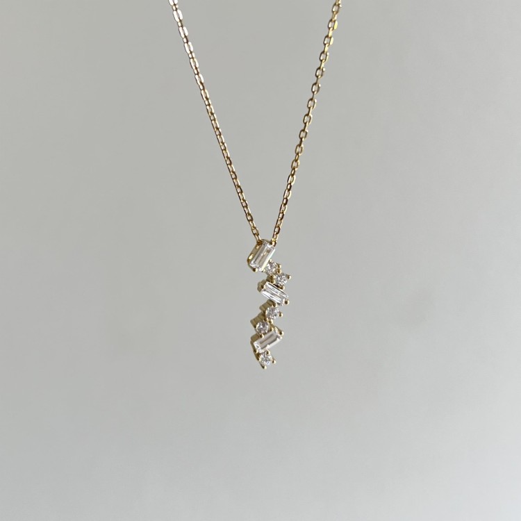 Srebrny pozłacany naszyjnik z cyrkoniami PODŁUŻNY