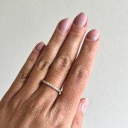 Srebrny pozłacany pierścionek obrączka z cyrkoniami Błyszczący