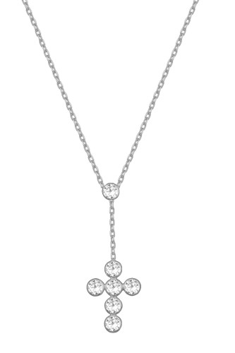 Srebrny naszyjnik krawatka z krzyżem i cyrkoniami