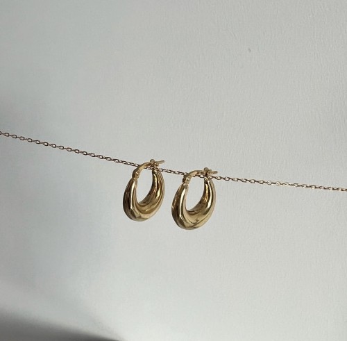 Srebrne pozłacane kolczyki koła OWALNA  ELEGANCJA